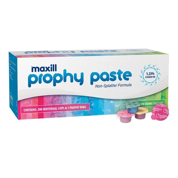 maxill Medium Grit Mint Prophy Paste, 1.23% Fluoride, 200 per Box. Packaged