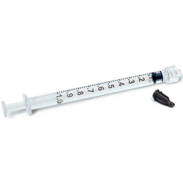Jeringa Luer Lock MN Health de 1cc, 100 paquetes de blíster.
