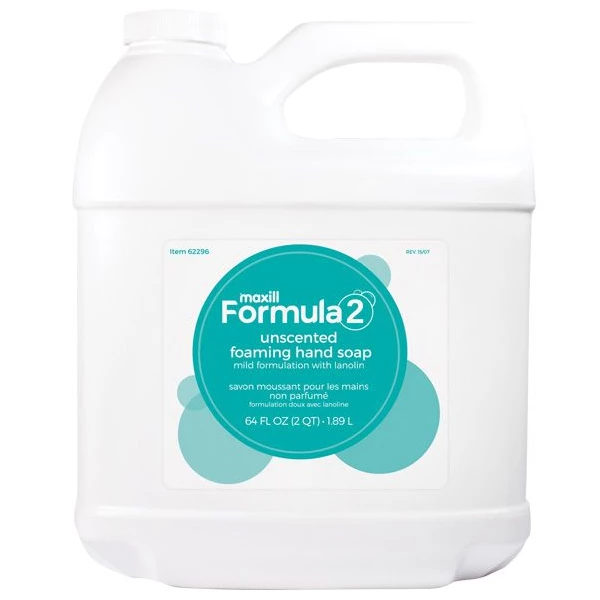 maxill Fórmula 2 Jabón de Manos Espumoso con Lanolina, Sin Fragancia y Sin Color, Jarra de 2Qt