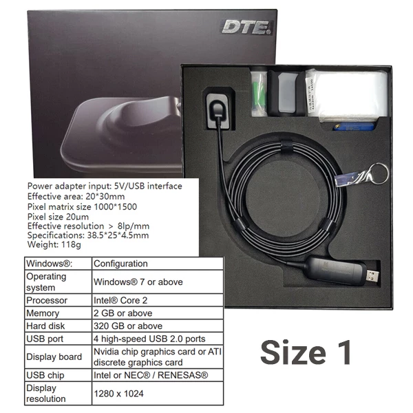 Sensor digital DTE i-Sensor tamaño 1 con software gratuito. Súper delgado, ultraligero.