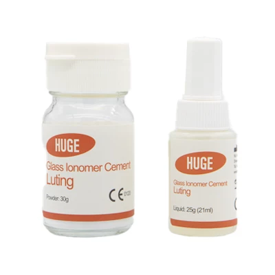 Cemento de Luting GIC de vidrio ionómero Huge Luting, 30g de polvo, 25g de líquido.