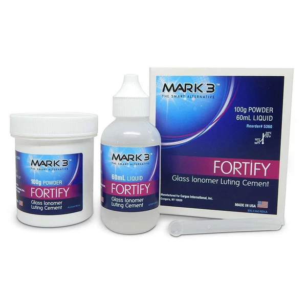 Mark3 Fortify Glass Ionomer Luting Cement - 100g Powder & 60ml Liquid
