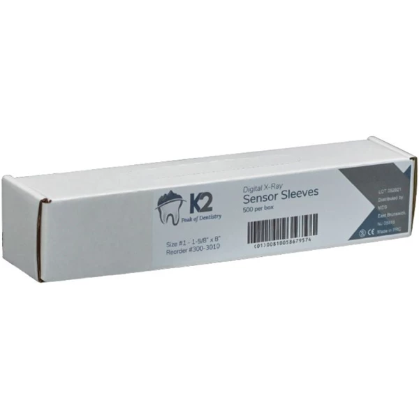Manga para sensor de rayos X digital K2 Dental, tamaño universal #2 (1-5/8" x 8"), 500/caja.