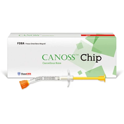 Chip de Canoss (0.850-1.50mm) 0.25cc en jeringa curva. 100% hueso esponjoso.