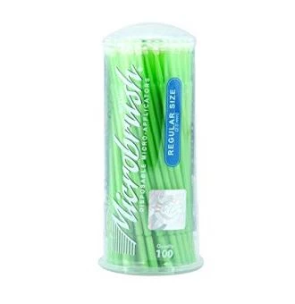 Série de Tubos Microbrush, Regular, micro-aplicadores verdes. Tubo com 100 unidades.