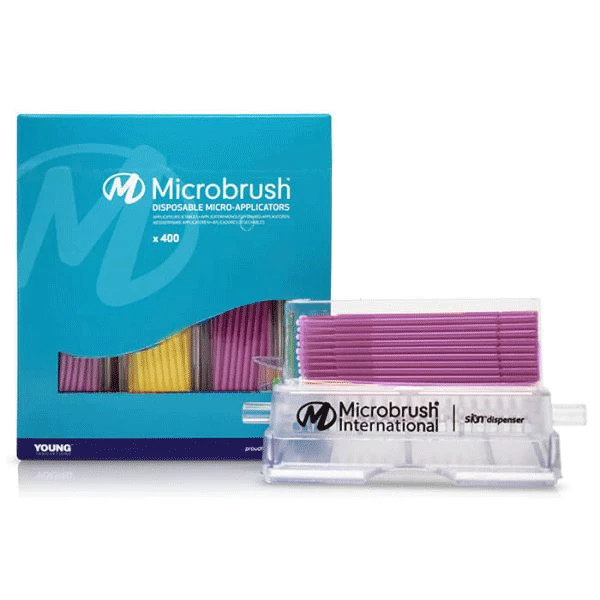 Microcepillos Plus Micro-Aplicadores con Dispensador, Fino, Amarillo y Rosa, 400/Paq.
