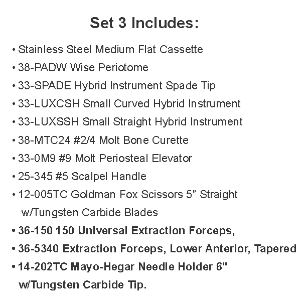 Prodent USA Atraumatic Extraction Set 3. Includes: