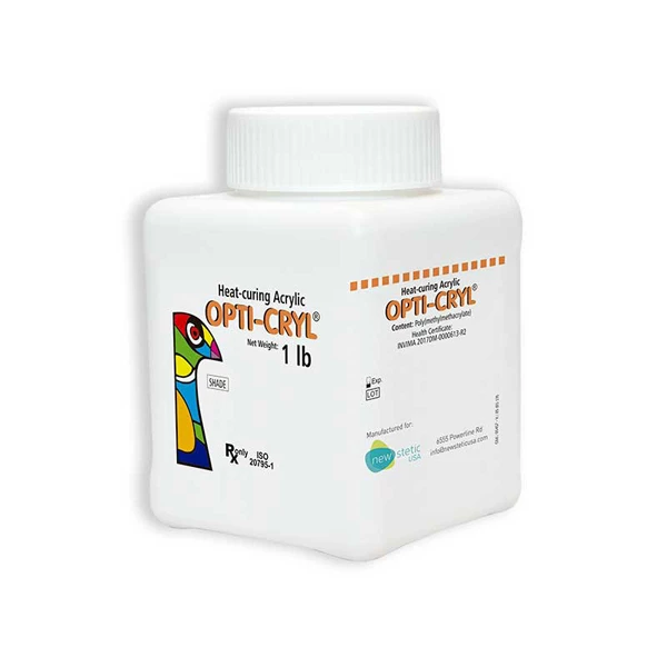 Opti-Cryl Polvo de Resina Acrílica de Curado por Calor, Tono Rosa Oscuro, Botella de 1Lb