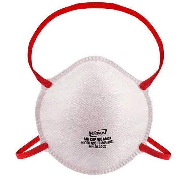 Magnum MH Cup NIOSH N95 Atemschutzmaske mit Kopfband, weiß, 25 Stück/Packung. Tassenform.