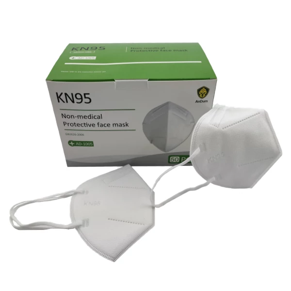 Mascarilla AnDum White KN95 no médica con ganchos para las orejas, 50 por caja.