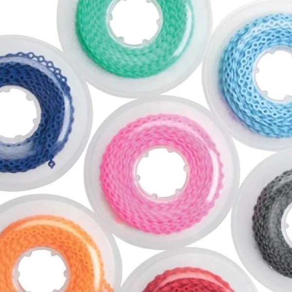 TOP CHAIN Kieferorthopädische elastische Ligaturkette kontinuierlich - 15 ft., Gelb, Einzelspule
