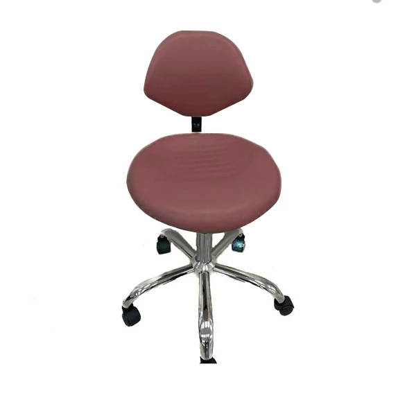 Silla de Doctor DentalChairsUSA con asiento y respaldo ajustables, color malva, taburete individual.