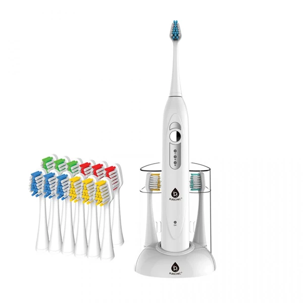 Pursonic wiederaufladbares Schallzahnbürsten-Set, Weiß, Karton mit 12 Stück.