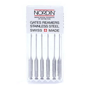 Valdent USA Nordin #2 Gates Reamer RA 28 mm, 6 Stück/Packung. Edelstahl, Ring.