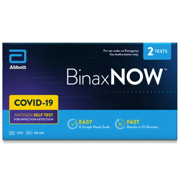 Набор для самостоятельного тестирования на антиген COVID-19 BinaxNOW, один комплект.