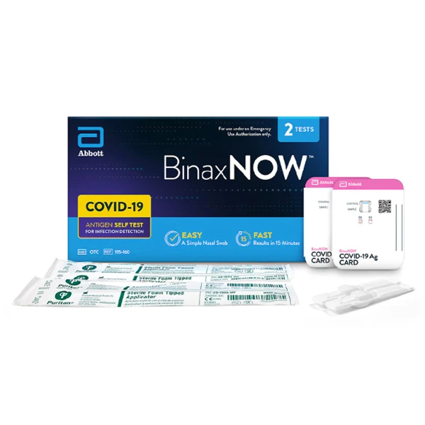 Набор для самостоятельного тестирования на антиген COVID-19 BinaxNOW, один комплект.