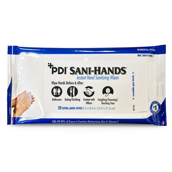 Sani-Hands Instant Handdesinfektionstücher 70% Ethylalkohol 21,3 cm x 14 cm, 48 x 20/Packung