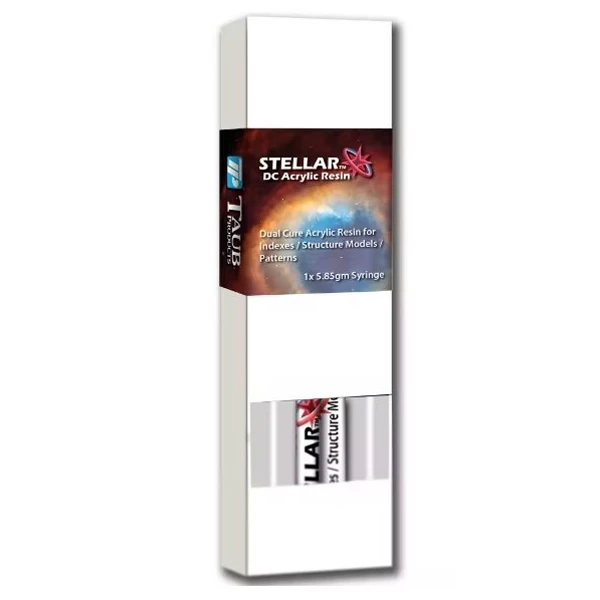 Resina de recogida PMMA de doble curado Stellar DC Acrylic, blanca, jeringa de 5.85 g, 1/unidad.