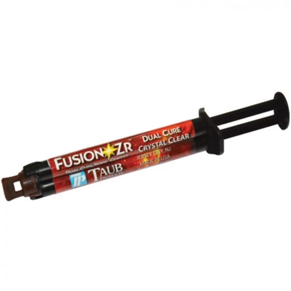 Kit de cemento resinoso autoadhesivo de doble curado Fusion ZR, cristal claro, jeringa de 7 g, 1 por kit.