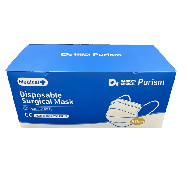 Purism ASTM Level 3 Einweg-Chirurgische Maske, PFE/BFE > 99%, Blau, 50/Stk