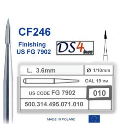 DS4 Burs FG #7902 Fluted Needle Trimming & Finishing Carbide Bur, Pack of 5