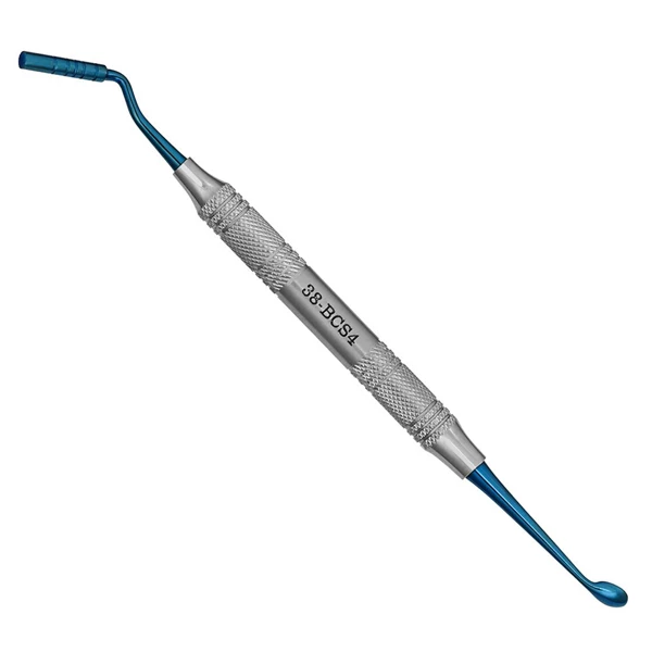 ProDent USA Condensador de Hueso de Doble Extremo #4 / Cuchara #6, 1/Paq. Puntas de Titanio Azul.