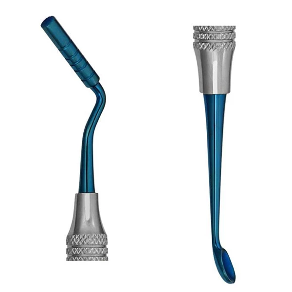 ProDent USA Condensador de Hueso de Doble Extremo #4 / Cuchara #6, 1/Paq. Puntas de Titanio Azul.