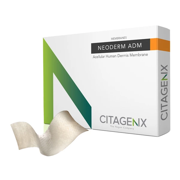 Neoderm ADM Membrana de Dermis Acelular 40x10 mm, 1/Paq. Procesada mínimamente.