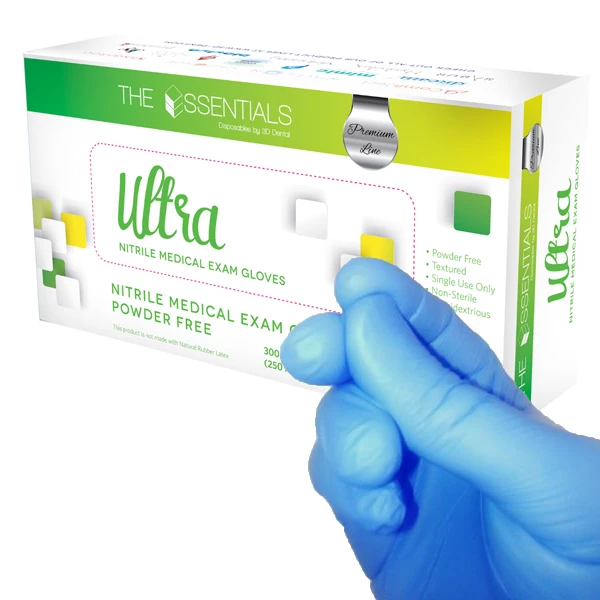 Essentials Ultra Premium Нитриловые медицинские перчатки - X-SMALL 300/уп. Без пудры