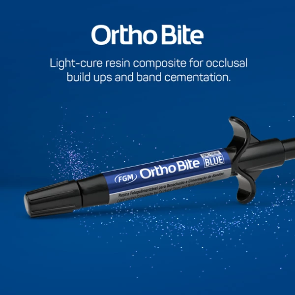 Ortho Bite - Blaue 4g Spritze. Lichtgehärteter Ortho-Harzkomposit für temporäre Anwendungen.