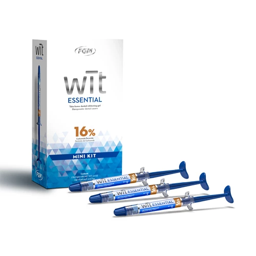 Kit mini de blanqueamiento con gel de peróxido de carbamida al 16% Wit Essential: 3 x 3g