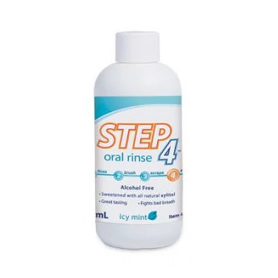 Step 4 Halitosis Rinse Icy Mint 125 mL (4.2 oz) Bottle.