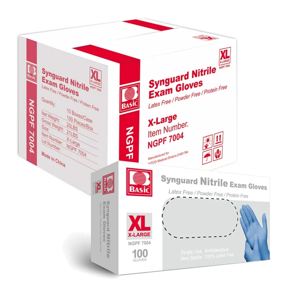Synguard Nitrile Exam Gloves, Powder-Free, Blue,X- Large, 1000/Cs