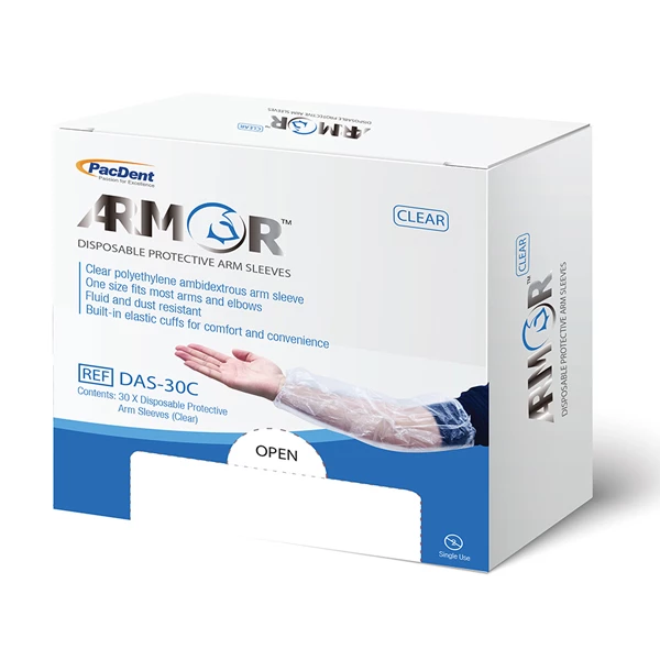 Armor Disposable Arm Sleeves, Clear, 30/Box.