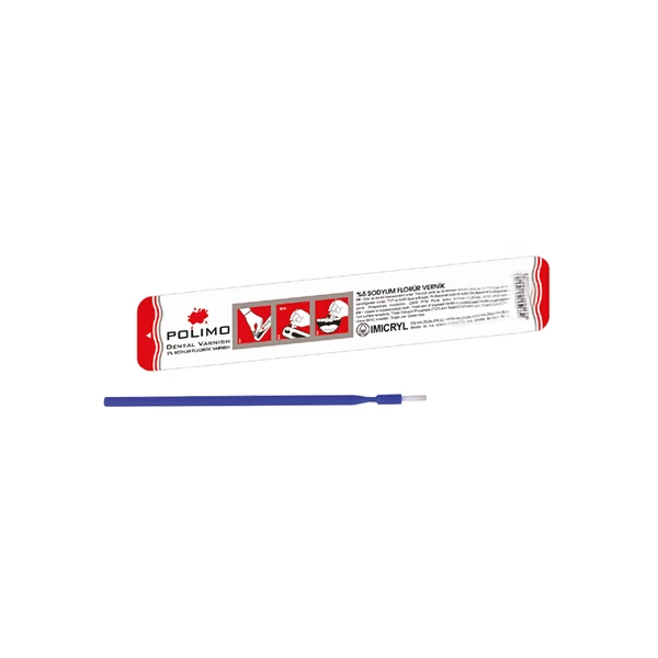 Polimo 5% Sodium Fluoride Dental Varnish Flavored, Disposable Package With Brush, 1 x 0.4 ml Xylitol-Sweetened