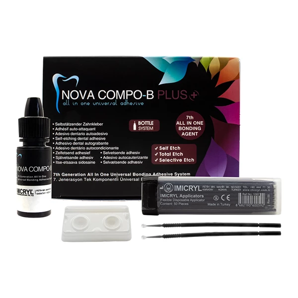 Kit de adhesivo universal Nova Compo B Plus auto-adhesivo, total-adhesivo, y adhesivo selectivo.