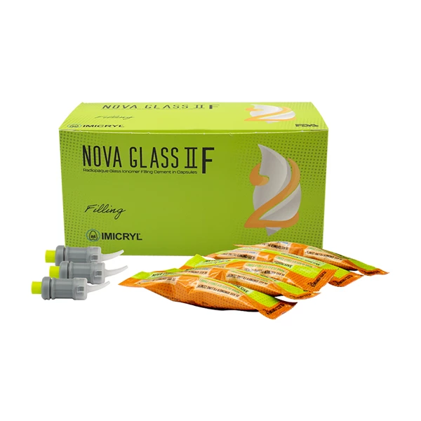 Cemento de relleno ionómero Nova Glass II F A2, 50 cápsulas.