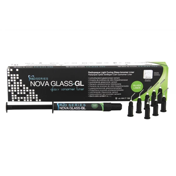 Nova Glass GL Radiopaque Light Curing Glass Ionomer Liner 1 x 2g Sryinge