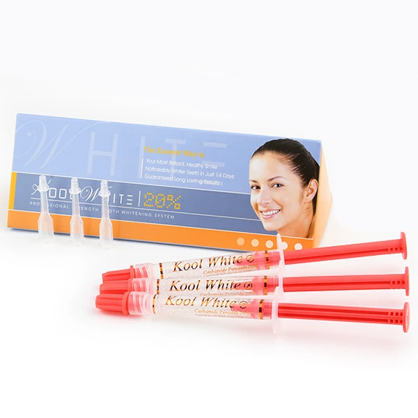 Kool White 20% Carbamide Peroxide Tooth Whitening Gel, 1.2 ml Syringe Bulk Refill Kit, 150/Pk.
