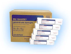 Nu Gauze 2" x 2" 4 ply Sterile non-woven general-use sponge in patient-ready