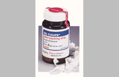 Nu Gauze ravel-resistant, 100% cotton packing strip, jar with 0.25" x 5 yards