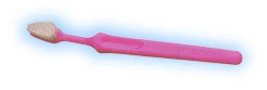 Reach compact size soft adult toothbrush with a rubber gripped handle