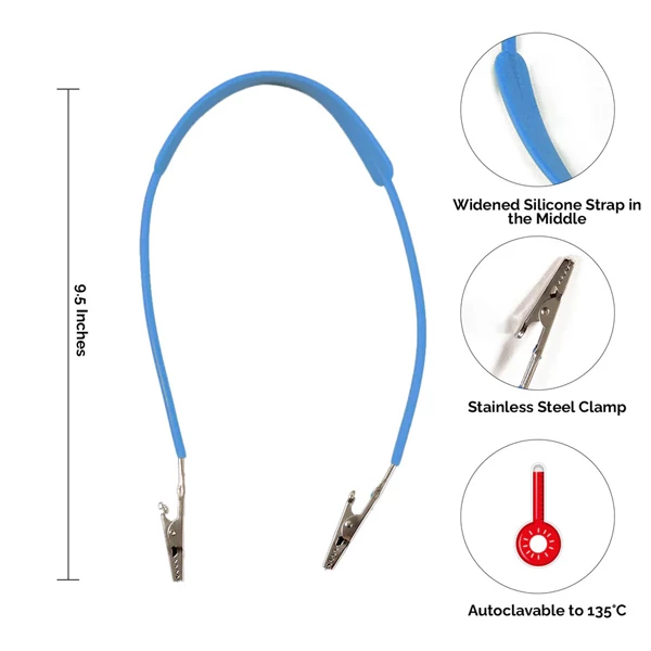 Clips para sujetar baberos dentales JMU, azules, 10/unidad.