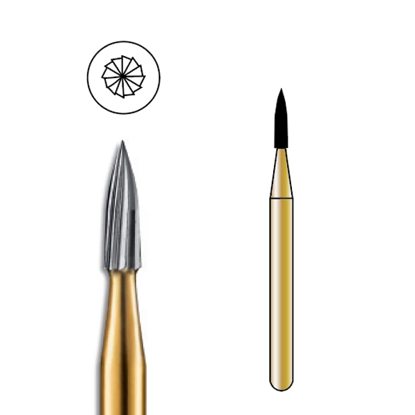 Pac-Dent FG #7901 12 Blade Needle Trimming and Finishing Carbide Bur, Clinic Pack of 100 Burs.