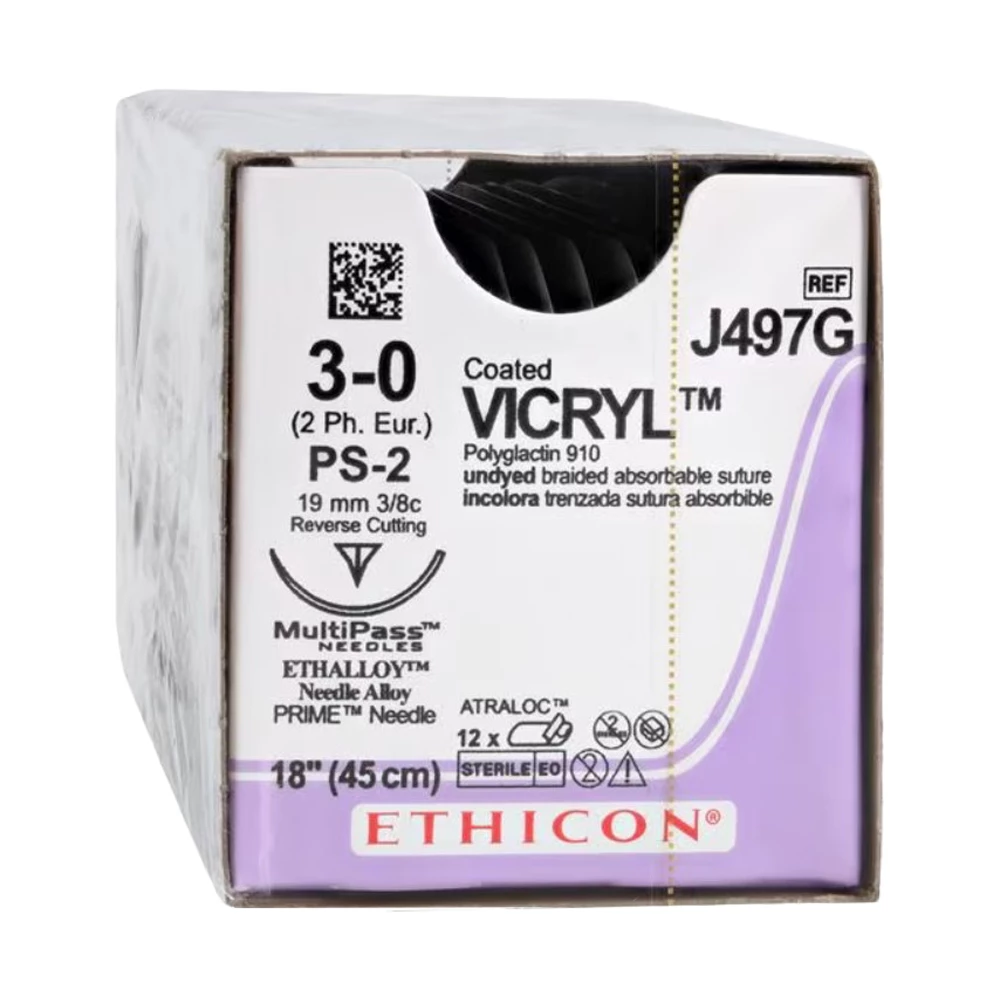 Ethicon Vicryl 3/0, 18" Coated Vicryl Undyed Braided Absorbable Suture