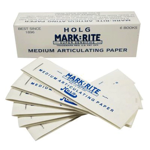 Holg Mark Rite Articulating Paper, Medium, Blue .006"/152.4 Microns, 12 Strips/Book, 6 Books/Box