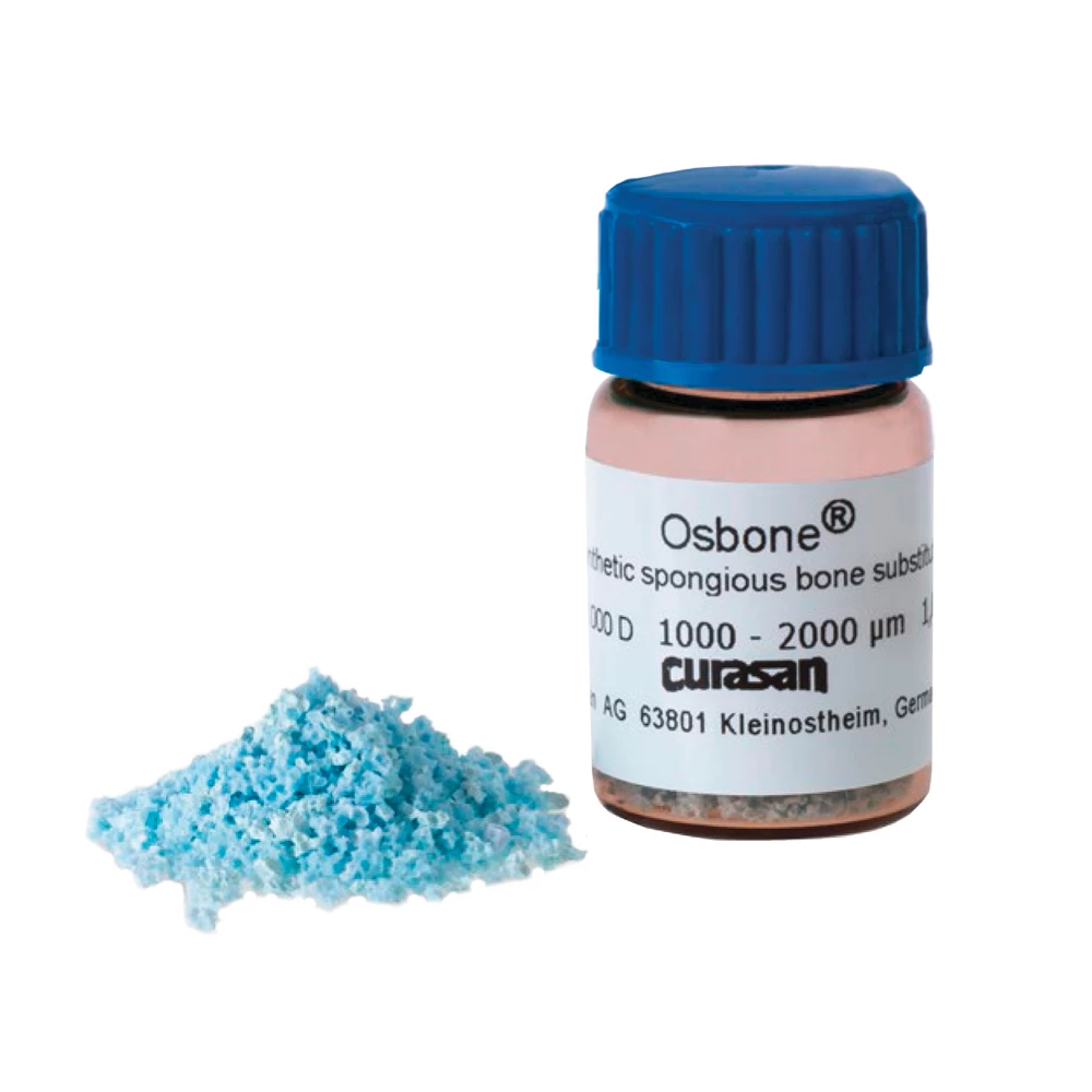Injerto óseo de hidroxiapatita Osbone, 1000-2000 micrones, frasco de 2 cc.