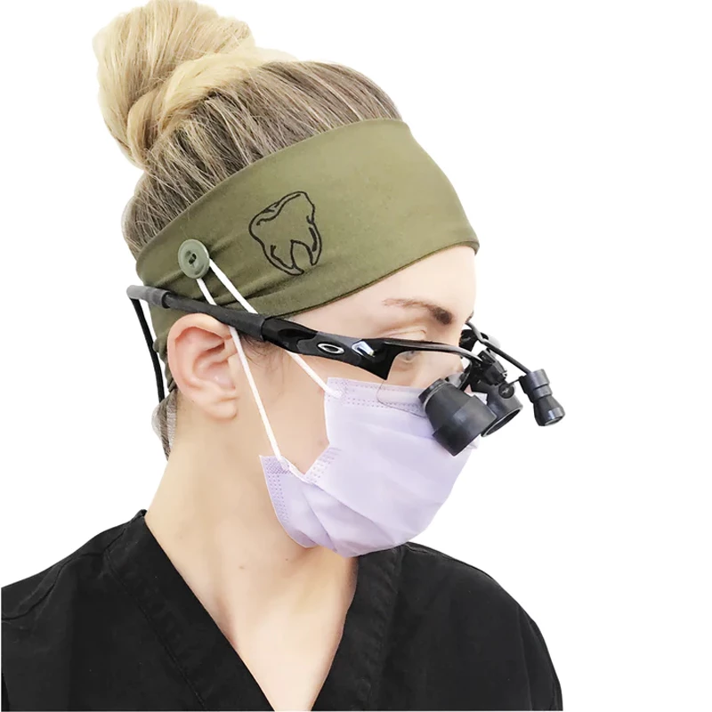 Diadema HYbands con botón para mascarilla - Oliva elegante, 1/unidad.