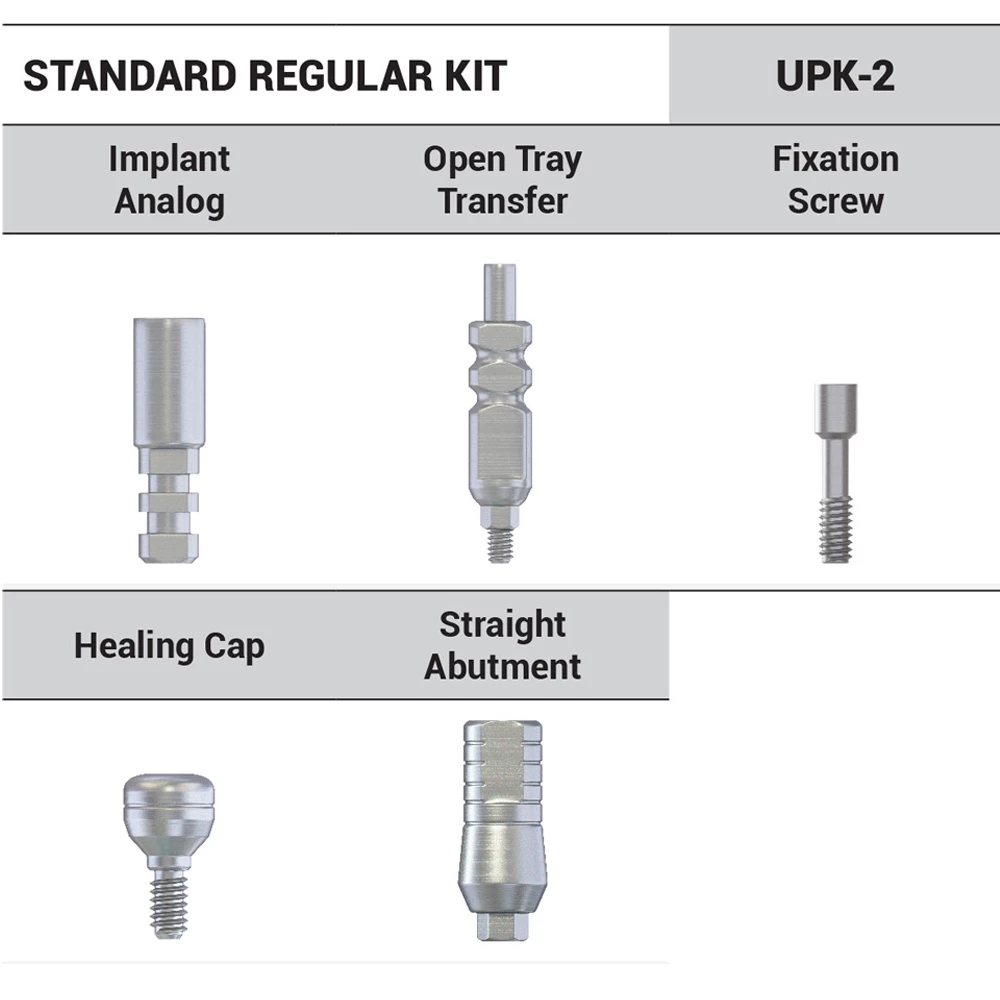 Kit protésico estándar DSI: Hexágono interno regular (2.42 mm). El kit incluye uno.