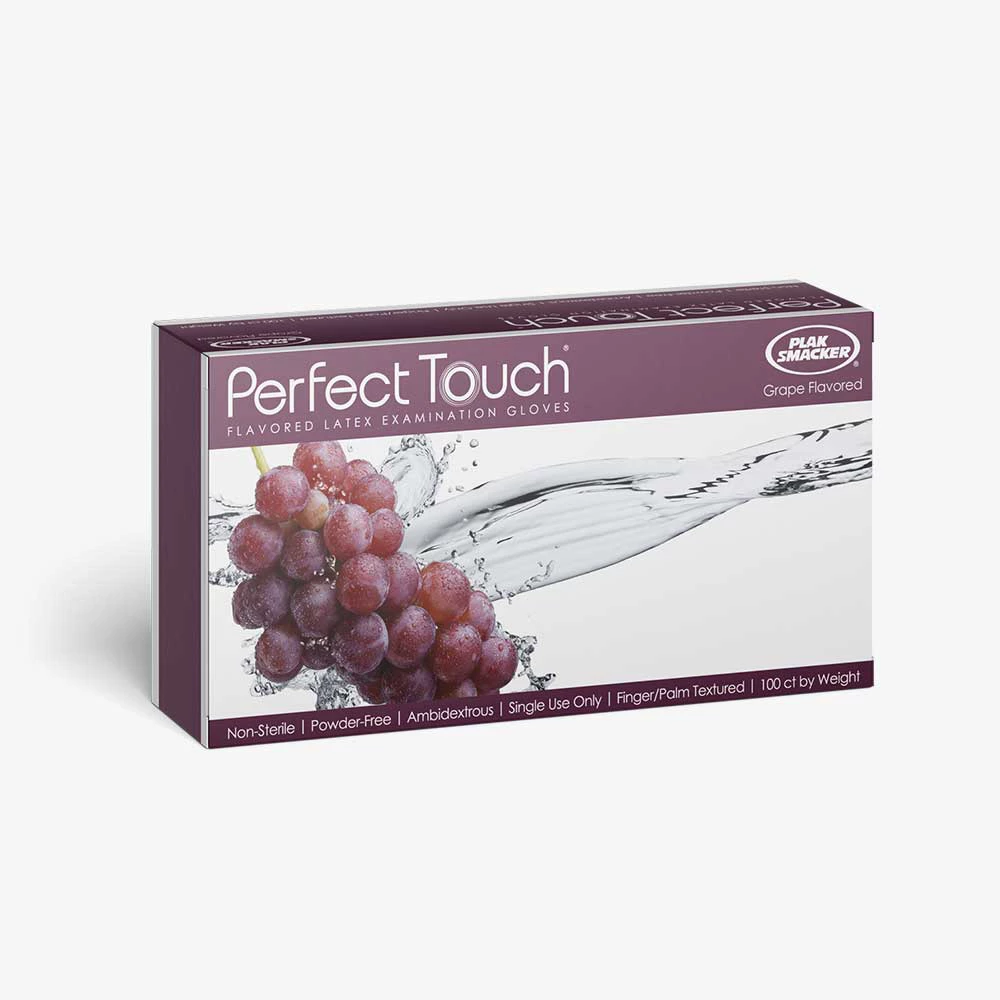 Perfect Touch Grape Flavored Latex Gloves, Purple, Large, 100/Bx